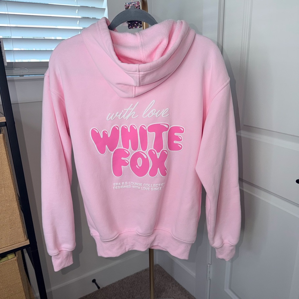 SOLD 233. White Fox With Love Always Oversized Hoodie Baby Pink - Picture 4 of 7